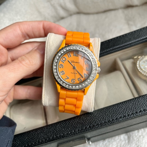Geneva Orange Platinum Women’s Watch with Adjustable Band - Picture 2 of 7